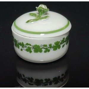 Meissen Hand Painted Floral German Rose Trinket Box w Lid Flower On Top **Read**